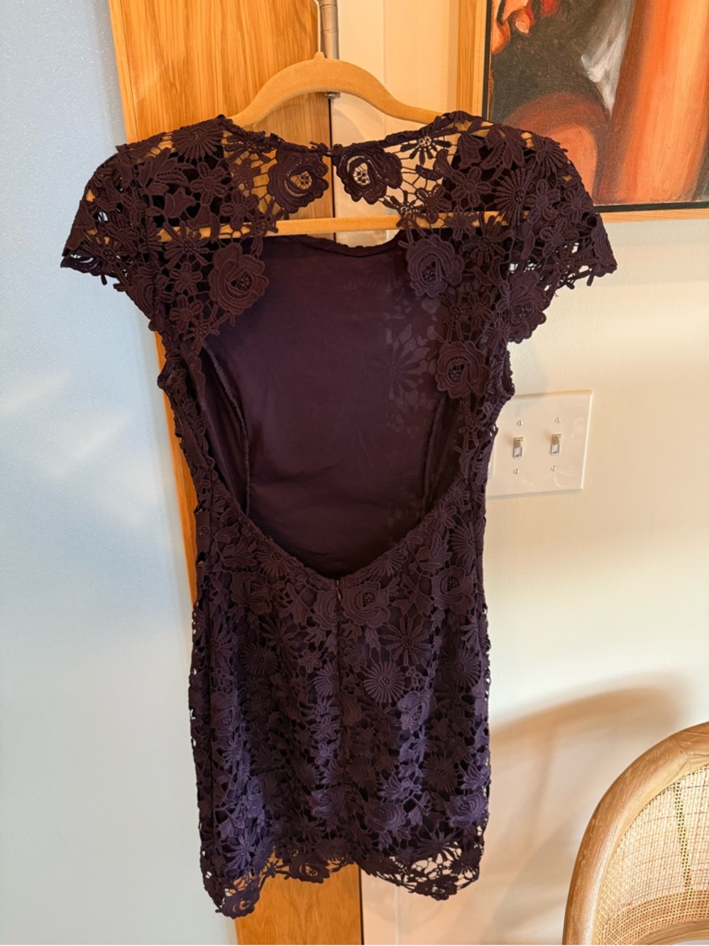 Lulu's Plum Lace Backless Cocktail Dress M